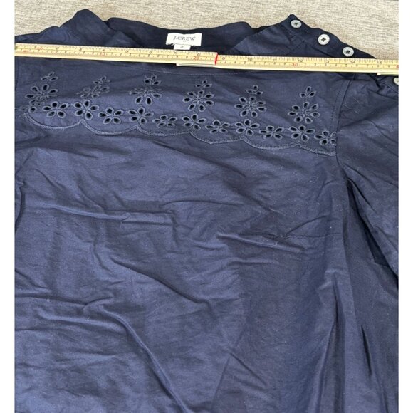 J.Crew Navy Blue Embroidered Womens Top Size 2 - Picture 7 of 9